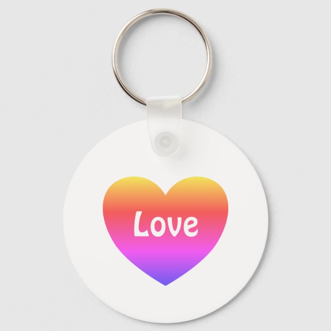 Gay Pride Rainbow Heart Love LGBTQ  Key Ring (Front)