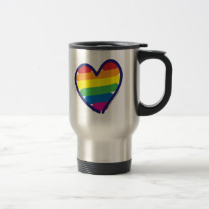 Gay Pride Rainbow Heart Travel Mug