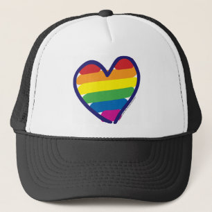 Gay Pride Rainbow Heart Trucker Hat