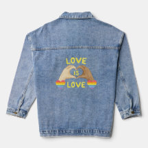 Gay Pride Rainbow Heart Women's Denim Jacket