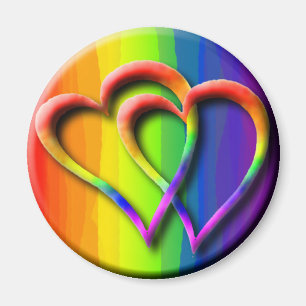 Gay Pride Rainbow Hearts Intertwined LGBT Magnet