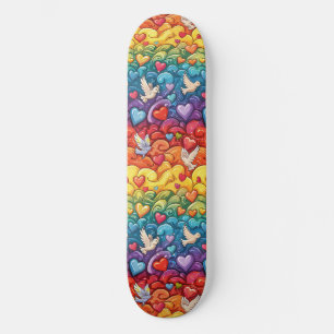 Gay Pride Rainbow Hearts LGBTQ+ Skateboard