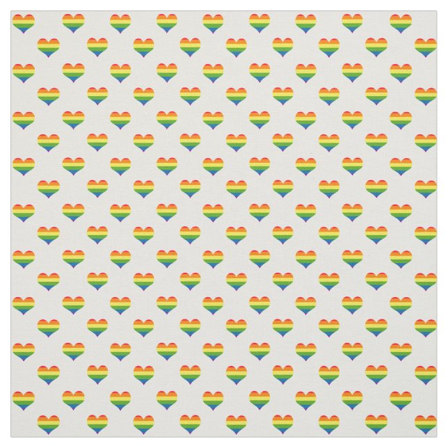 Gay Pride Rainbow Hearts Pattern Fabric (Swatch)