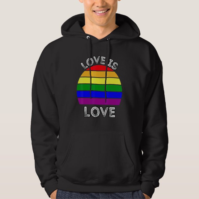 Gay Pride Rainbow Lgbt Love Is Love Hoodie (Front)