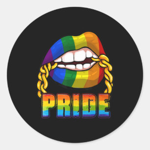 Gay Pride Rainbow Lips LGBT Awareness Month 2022  Classic Round Sticker