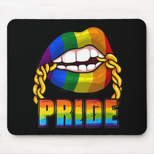 Gay Pride Rainbow Lips LGBT Awareness Month 2022  Mouse Mat (Front)