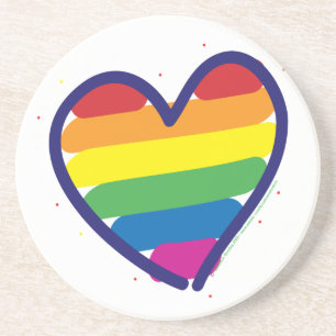Gay Pride Rainbow Love Heart Coaster