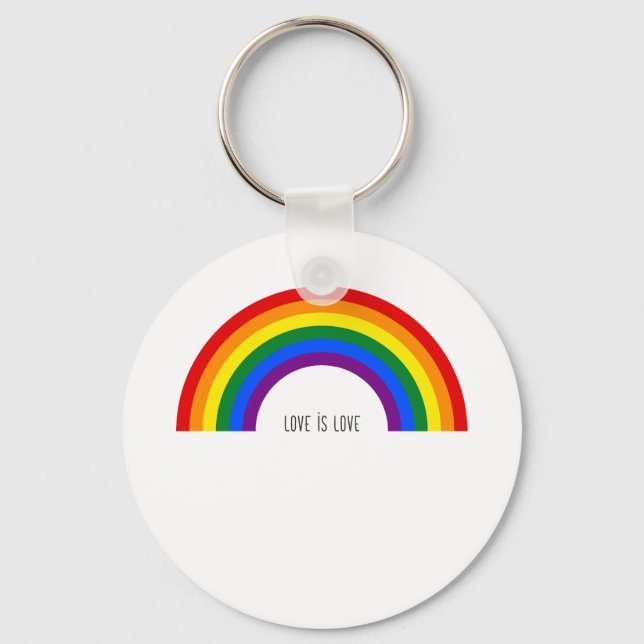 Gay Pride Rainbow. Love is Love Key Ring (Front)