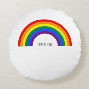 Gay Pride Rainbow. Love is Love. Round Cushion