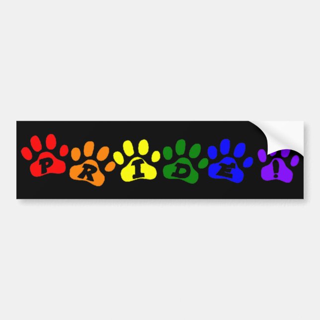 Gay Pride Rainbow Pawprints Bumper Sticker (Front)