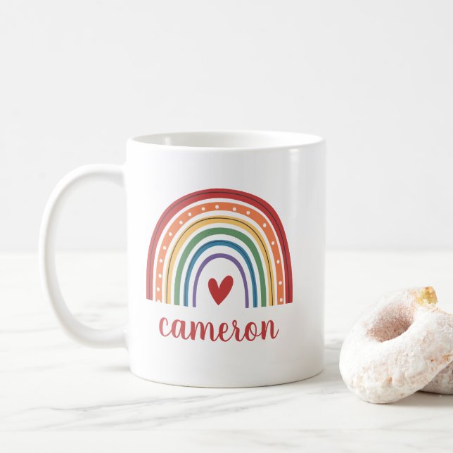 Gay Pride Rainbow Personalised Coffee Mug (With Donut)