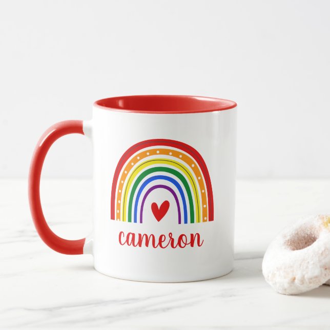 Gay Pride Rainbow Personalised Mug (With Donut)