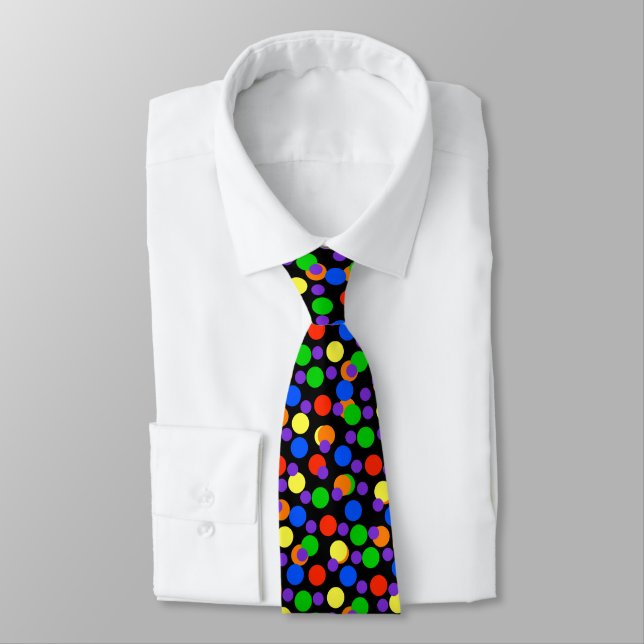 Gay Pride Rainbow Polka Dots Business Work Office Tie (Tied)