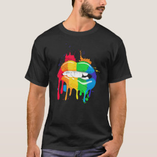 Gay Pride Rainbow Pride Month Kissing Lips Proud L T-Shirt