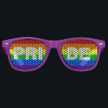 Gay Pride Rainbow Shades<br><div class="desc">Stripes of red,  orange,  yellow,  green,  blue and purple on cool sunglasses for a gay pride parade with PRIDE written in white on the colours.</div>