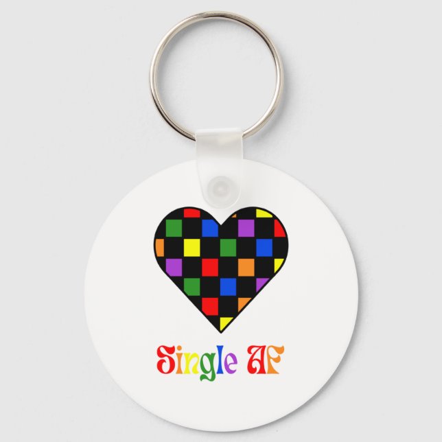 Gay Pride Rainbow Single Af Valentines Day Sarcas  Key Ring (Front)
