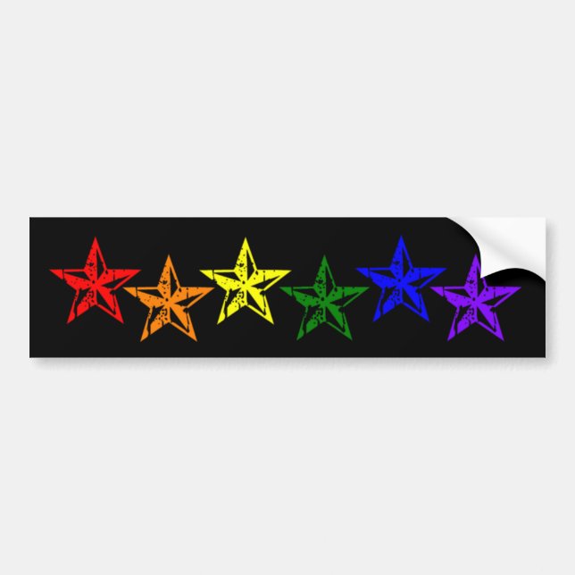 Gay Pride Rainbow Stars Bumper Sticker (Front)
