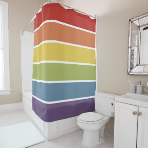 Gay Pride Rainbow Striped Pattern LGBT Shower Curtain