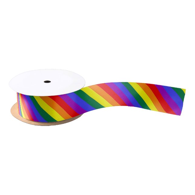 Gay Pride Rainbow Striped Satin Ribbon (Spool)