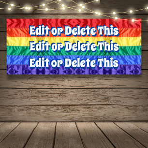 Gay Pride Rainbow Stripes Custom Text Personalised Banner