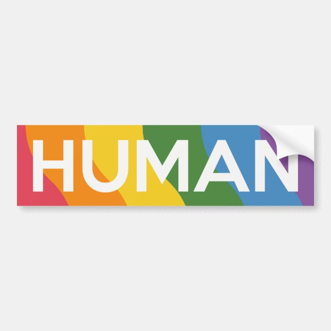 Gay Pride Rainbow Text | Human Bumper Sticker (Front)