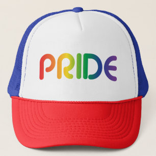 Gay Pride Rainbow Text Trucker Hat