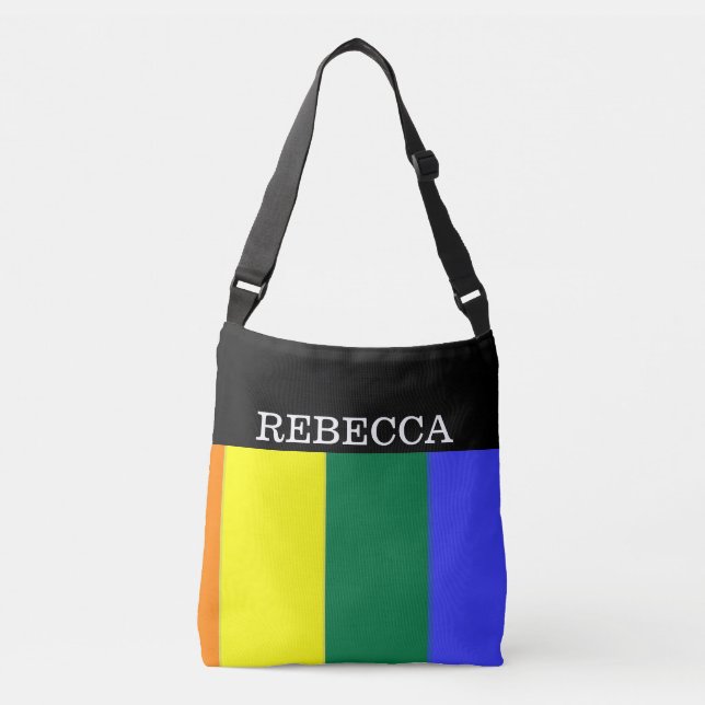 Gay Pride Rainbow Unique Personalised Crossbody Bag (Front)
