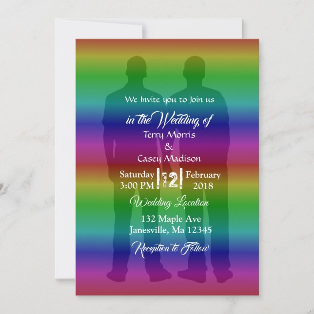Gay Pride Rainbow Wedding Invitations (Front)