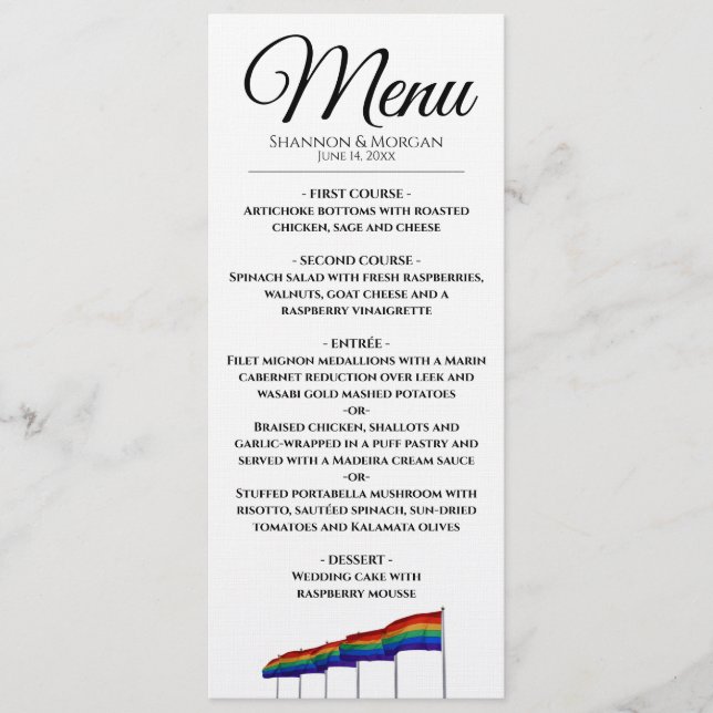 Gay Pride Rainbow Wedding Menu (Front)