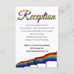 Gay Pride Rainbow Wedding Reception Enclosure Card