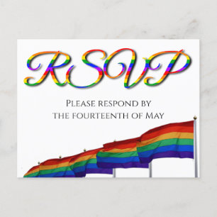 Gay Pride Rainbow Wedding RSVP Postcard