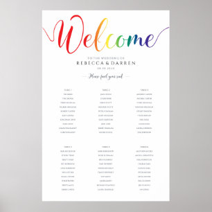 Gay Pride Rainbow Wedding Seating Chart 6 Tables