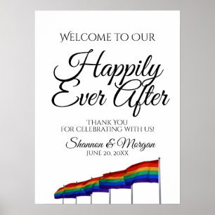 Gay Pride Rainbow Wedding Welcome Sign