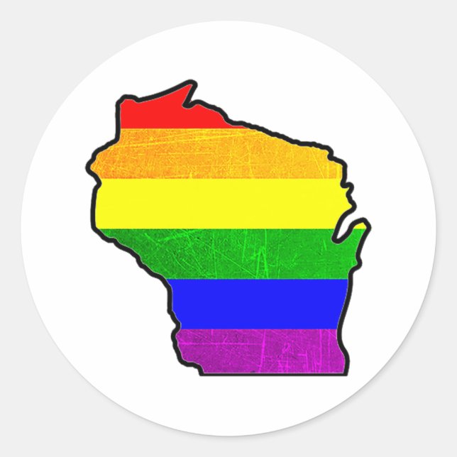 Gay Pride Rainbow Wisconsin Stickers (Front)