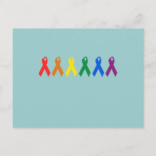 Gay Pride Ribbon colours Postcard