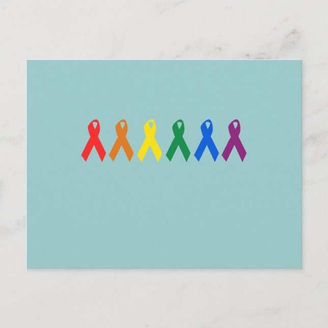 Gay Pride Ribbon colours Postcard (Front)