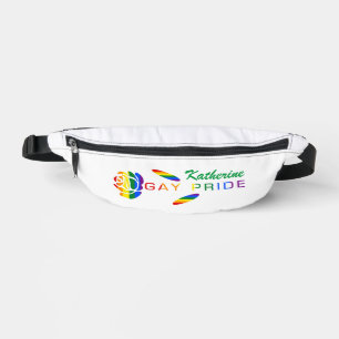 Gay Pride Rose Rainbow Flag Personalised Name Bum Bags
