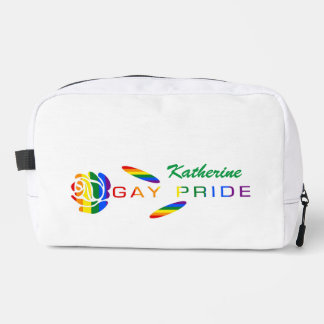 Gay Pride Rose Rainbow Flag Personalised Name Dopp Kit