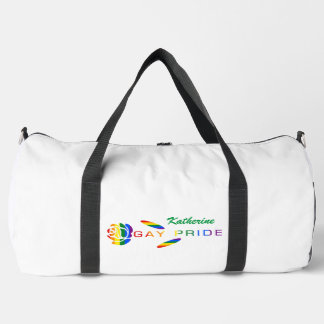 Gay Pride Rose Rainbow Flag Personalised Name Duffle Bag