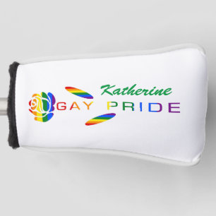 Gay Pride Rose Rainbow Flag Personalised Name Golf Head Cover