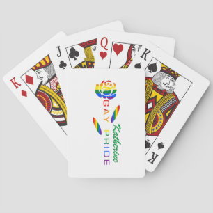 Gay Pride Rose Rainbow Flag Personalised Name Playing Cards