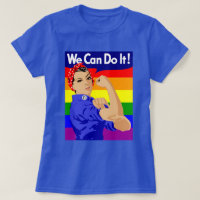 GAY PRIDE ROSIE THE RIVETER WITH RAINBOW FLAG