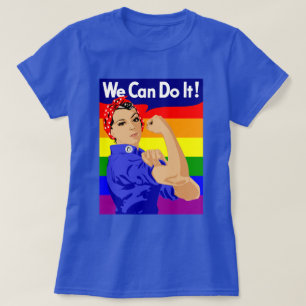 GAY PRIDE ROSIE THE RIVETER WITH RAINBOW FLAG T-Shirt