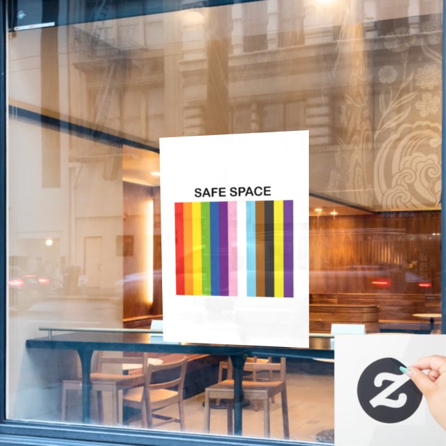 Gay Pride Safe Space Inclusive Colours Window Cling (Cafe Window)