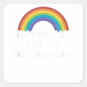 Gay Pride Shirts Men LGBT Rainbow Not Gay But My B Square Sticker