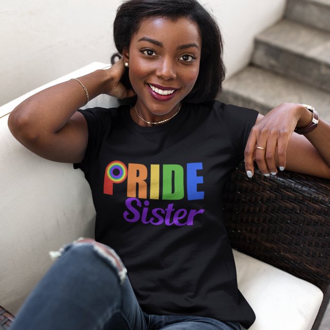 Gay Pride Sister Rainbow Lettering LGBTQ T-Shirt (Creator Uploaded)