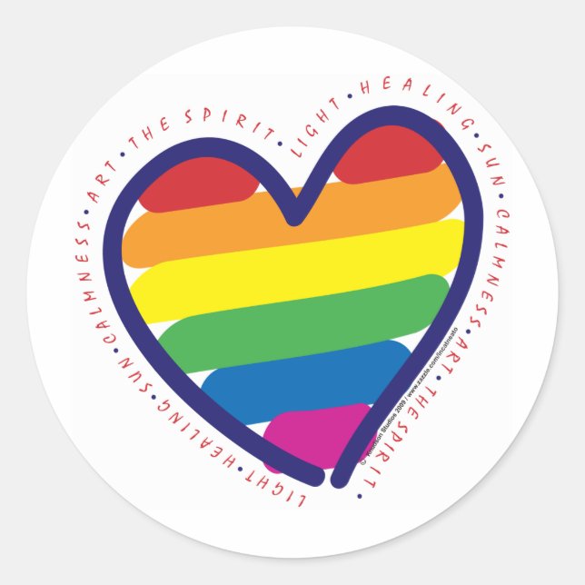 Gay Pride Spirit Heart Classic Round Sticker (Front)