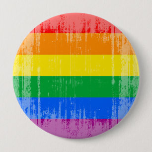 GAY PRIDE STRIPES DISTRESSED DESIGN 10 CM ROUND BADGE