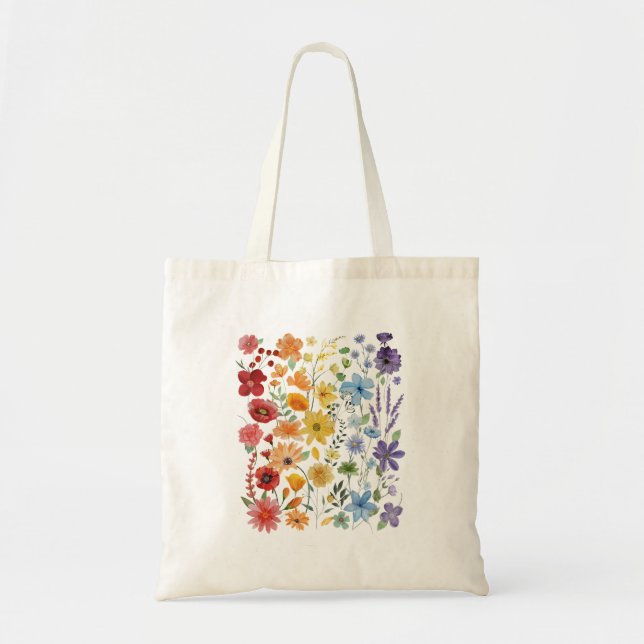 Gay Pride Subtle Wildflowers Lgbtq Month Rainbow F Tote Bag (Front)