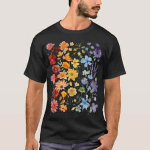 Gay Pride Subtle Wildflowers Lgbtq Month Rainbow T-Shirt